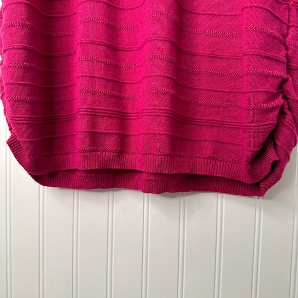 Apt. 9 Size 1X Pullover Short Sleeve Roll Tab Side Ruching Fuschia Comfort - Picture 11 of 15